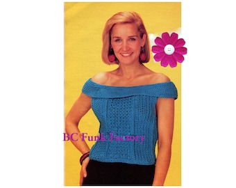 Crochet Pattern Women's Top Summer Off Shoulder Printable ENGLISH Crochet Pattern