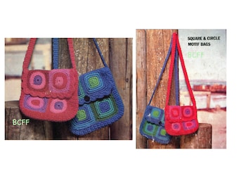 Crochet Pattern Purses for Women Vintage Granny Square Crochet Purses Two Different Motif's Crochet Pattern PDF