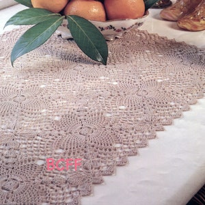 Patrón de crochet cuadrado para tapete de piña, mantel, mantel pequeño, patrones de crochet vintage para el hogar, patrón de crochet en PDF