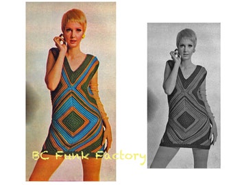 Crochet Dress Pattern Vintage 70s Crochet TOP Pattern-Crochet Mini Dress PDF Crochet Pattern