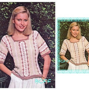 Patron au crochet vintage pour femme - Haut d'été à panneau rétro pour femme - Patron au crochet DIY - Patron au crochet PDF des années 1970