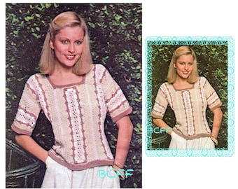 Vintage Crochet Pattern Womens Retro Panel Summer Top - DIY Crochet pattern - PDF Crochet Pattern 1970's Crochet