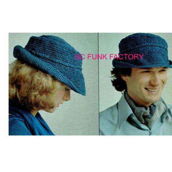 Crochet Hat Pattern - Women's or Men's Fedora Hat Pattern - Vintage 1970's - PDF Crochet Pattern Diy Crochet Pattern