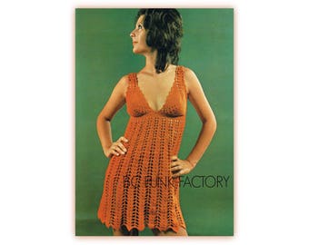 Women's Crochet Dress Pattern - Vintage 70's Summer Crochet Dress - PDF Crochet Pattern Instant Download
