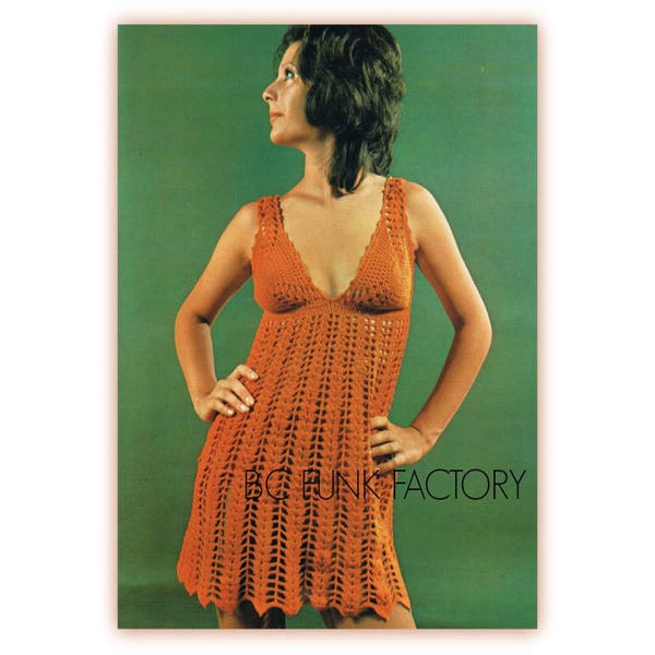 Women's Crochet Dress Pattern - Vintage 70's Summer Crochet Dress - PDF Crochet Pattern Instant Download