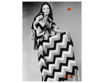 Ripple Crochet Afghan Pattern Vintage 1970's Afghan Throw, Blanket PDF Crochet Pattern Instant Download