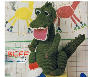 Dinosaur Crochet Pattern - Childs Crochet Toy Pattern - Green Dinosaur Stuffed Toy - PDF Crochet Pattern Instant Download