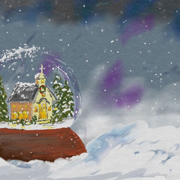 Original Christmas Snow Globe Digital Surface Design