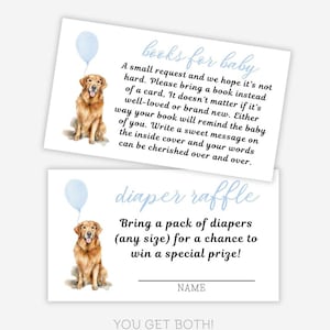 Golden Retriever Baby Shower, Giochi per baby shower, Biglietti per baby shower, Biglietto per lotteria pannolini, Libri per biglietti per bambini, Stampabile, Cucciolo, Digitale