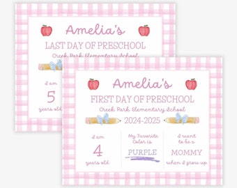 First Day of School About Me Sign, Last Day of School Sign, Printable School Sign, My First Day, Editable Sign, Pink, Digital Download