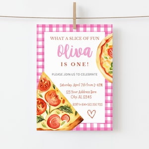 Slice of Fun Pizza Party Birthday Invitation, Girls Pizza Party Invite, Pink Pizza Party Invite, Pizza Theme Birthday Party, Digital