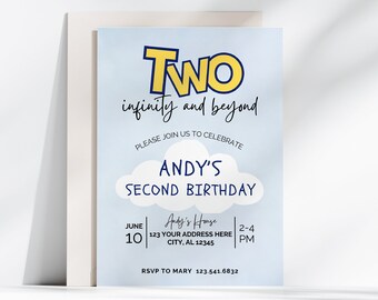 Two Infinity and Beyond Birthday Party Invitation, Toy Birthday Invitation, Second Birthday Invite, Space Ranger Invite, Digital Download