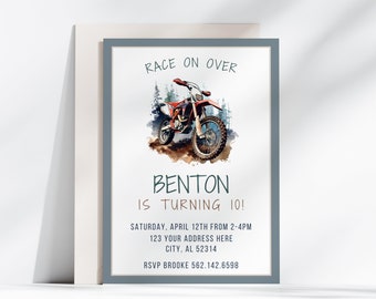 Motocross Birthday Invitation, Dirt Bike Birthday Invitation, Motocross Invite, Dirt Bike Invite, Editable Invitation, Digital Download