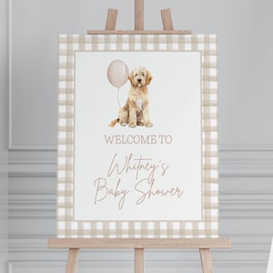 Golden Doodle Baby Shower Welcome Sign, Beige, Gender Neutral, Neutral Colors, Dog Theme Baby Shower, Baby Shower Decor, Printable Sign
