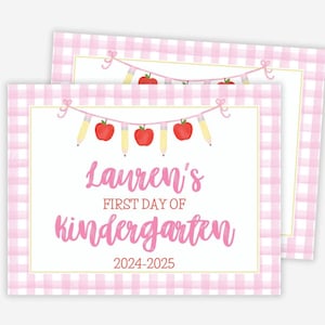 First Day of School Sign, Last Day of School Sign, Printable School Sign, Editable School Sign, My First Day of School Sign, Pink Gingham