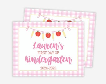 First Day of School Sign, Last Day of School Sign, Printable School Sign, Editable School Sign, My First Day of School Sign, Pink Gingham