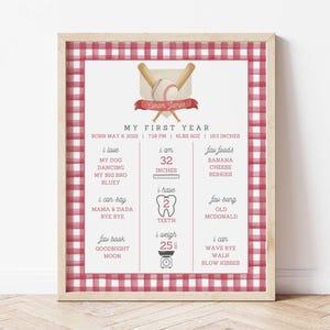 Letrero de hito de béisbol, fiesta de primer cumpleaños de béisbol, Todo sobre mí, póster de mi primer año, letrero para fiesta, letrero de mesa, decoración para fiesta, acuarela