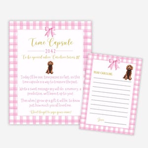 Goldendoodle Birthday Time Capsule, One Golden Year, Pink Bows, Birthday Party Activity, Birthday Printables, Party Game, Red Golden Doodle