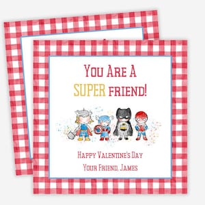 Superheld-Valentinstagskarten, Kinder-Valentinstagskarten, Superfreund, druckbare Valentinstagskarten, Klasse Valentinstagskarten, Aquarell, bearbeitbar
