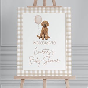 Goldendoodle Baby Shower Welcome Sign, Beige, Gender Neutral, Neutral Colors, Dog Theme Baby Shower, Baby Shower Decor, Printable Sign