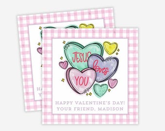 Jesus Loves You Valentines Day Gift Tag, Christian Valentines, Printable Valentines, Candy Hearts, Kids Valentine Cards, Party Favor Tags
