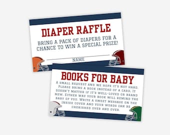 Baby Shower Card Inserts, Baby Shower Games, Books for Baby, Diaper Raffle Card, Football Baby Shower, Football Ticket Invite, Sports, Teams