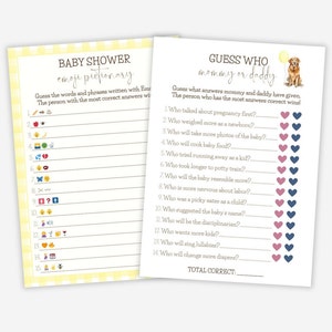 Golden Retriever-Babypartyspielkarten, Babypartyspiele, druckbare Spielkarten, Hundethema, bearbeitbar, gelbes Gingham, digitaler Download