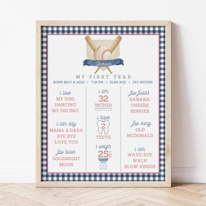 Little Rookie Baseball Milestone Sign, First Birthday Milestone Sign, My First Year, All About Me, Matching Sign, Baseball Theme Sign, Navy