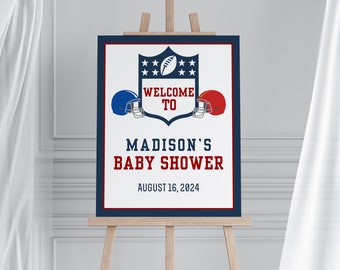 Football Baby Shower Welcome Sign, Football Theme, Baby Shower Welcome Sign, Football Ticket, Welcome Baby, Sports Theme, Editable Sign
