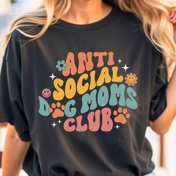 Anti Social Dog Mom's Club Retro Paw Print Graphic Women's Premium T-Shirt