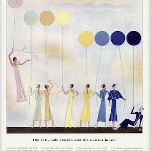 Vintage French Fashion Magazine Print • 1920s Color Chart  Paris Fashion Week Poster • 1920s Deco • Vogue • Women&#39;s Fashion Magazine Article