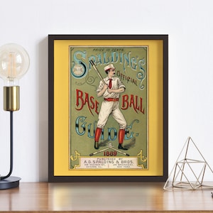 Antique Baseball Poster • Vintage Spalding's Baseball Guide Print • 3 Sizes! 8X10 9X12 & 12X16 • Retro Baseball Wall Art image 1