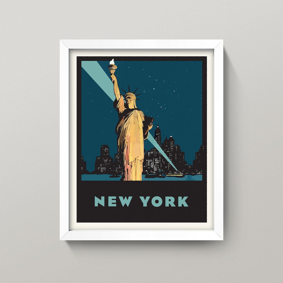 New York Wall Art • Vintage NYC Travel Poster • 3 Sizes • 8X10, 9X12 ...
