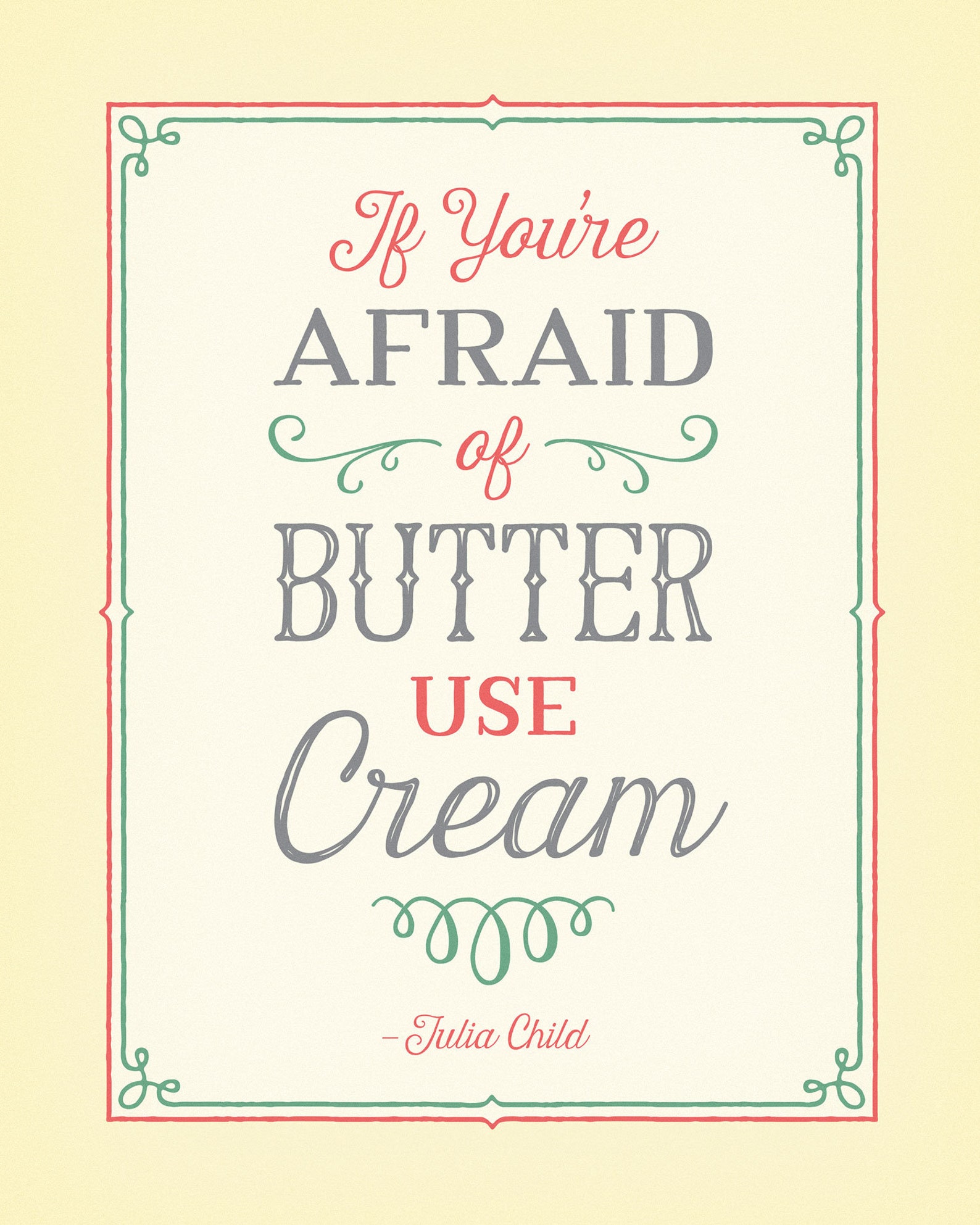 Julia Child butter Quote 8x10 Kitchen Wall Art Print Etsy
