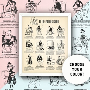 Vintage Toilet Etiquette • 8x10 Bathroom Wall Art / Print • High Quality Giclée Print • CHOOSE YOUR COLOR!