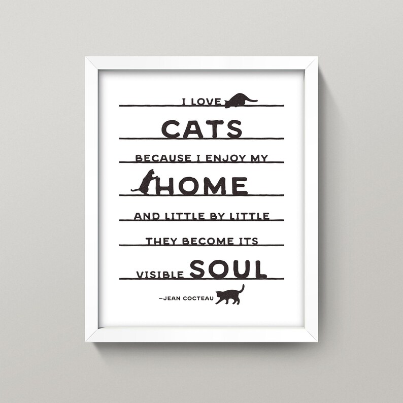 Jean Cocteau Cats Citation 8x10 Wall Art Etsy