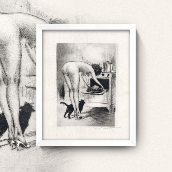 Nude in the Kitchen Print Vintage Kitchen Erotica 3 Sizes - Etsy