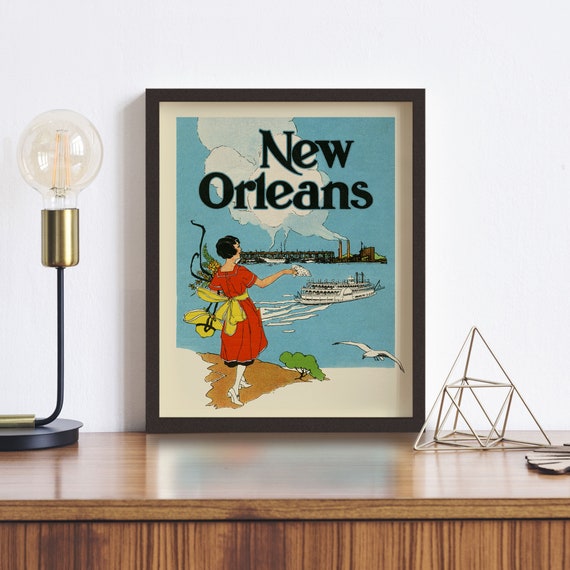 Vintage New Orleans Print • New Orleans Travel Poster • Antique