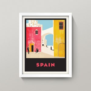 Vintage Style Spain Print • 3 Sizes: 8X10, 9X12, 12X16 • Vintage Spain Travel Poster • Retro Spanish Travel Poster