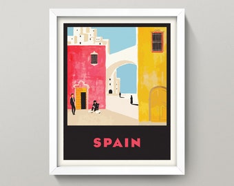 Vintage Style Spain Print • 3 Sizes: 8X10, 9X12, 12X16 • Vintage Spain Travel Poster • Retro Spanish Travel Poster