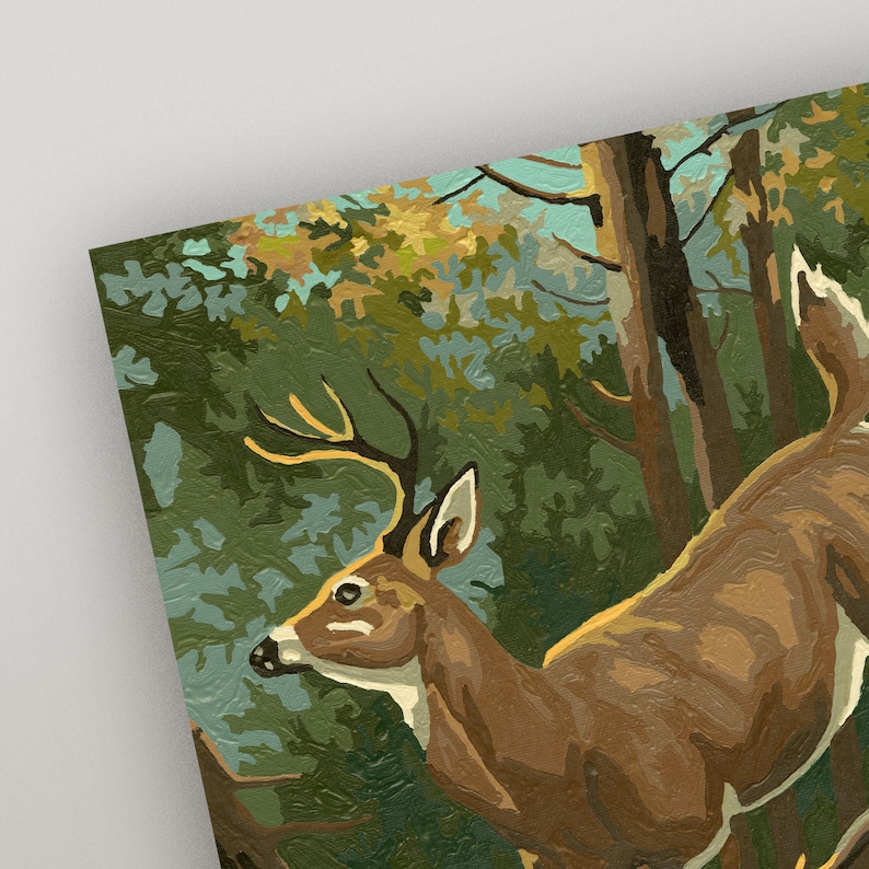 Vintage PaintByNumbers Deer Painting Set 3 Sizes Deer Etsy