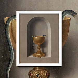 Antique Snake Print • Vintage Snake in Ornate Goblet Poster • 4 Sizes! • Painterly Reptile Wall Art • The Poisoned Chalice