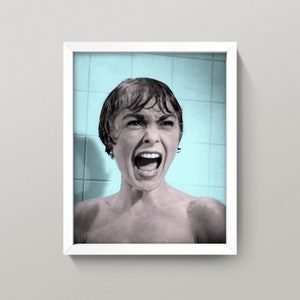 Póster de Psycho Scream • Arte vintage para baño • ¡4 tamaños! Impresión para baño • Arte divertido para pared de baño rosa y azul, 1960