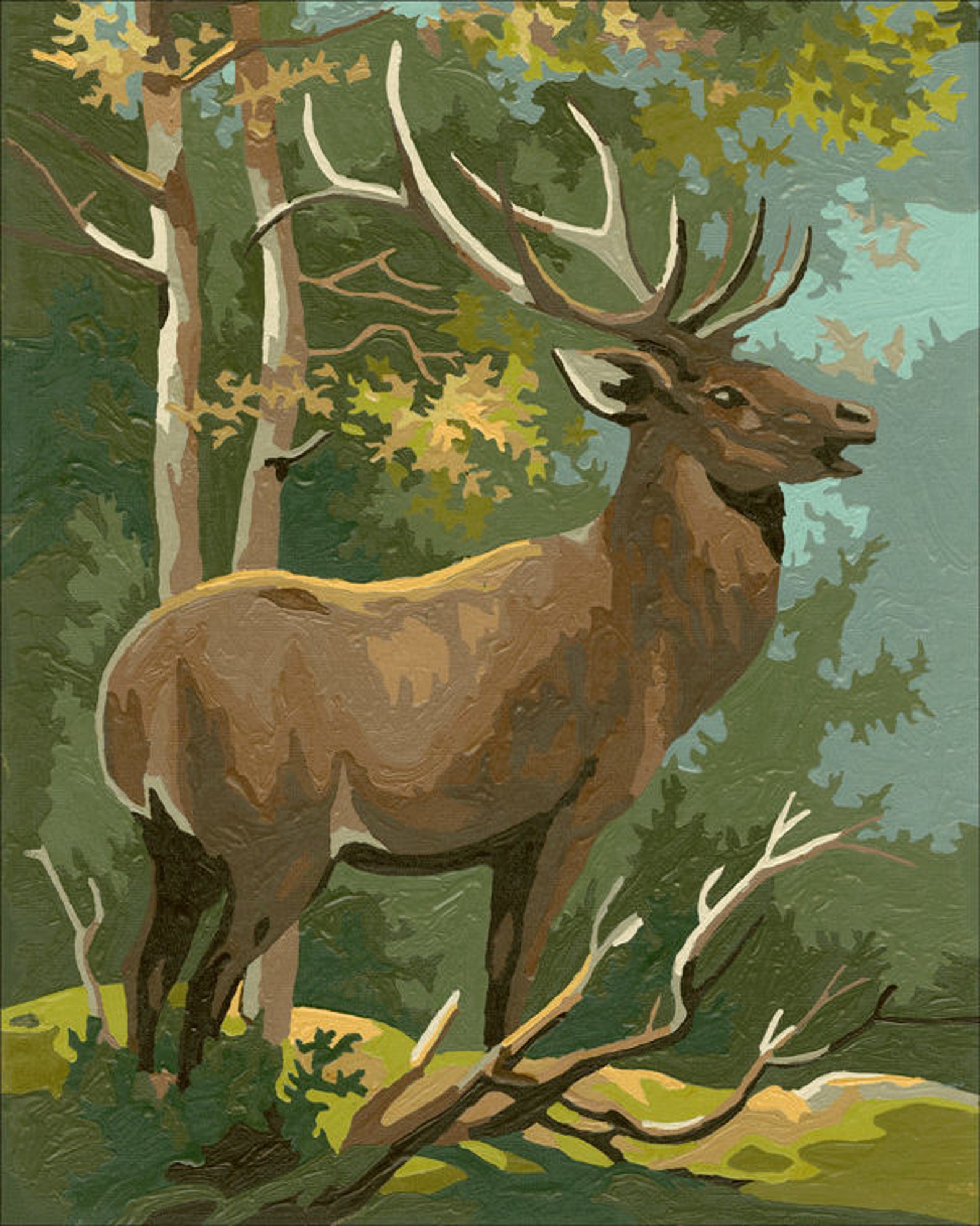 Vintage Paintbynumbers Deer Painting Set Print or Poster Etsy