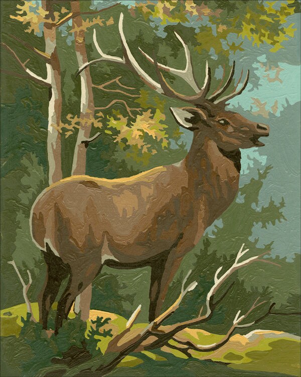 Vintage PaintByNumbers Deer Painting Set Print or Poster Etsy