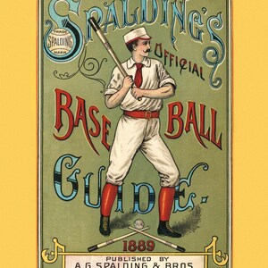 Antique Baseball Poster • Vintage Spalding's Baseball Guide Print • 3 Sizes! 8X10 9X12 & 12X16 • Retro Baseball Wall Art image 2
