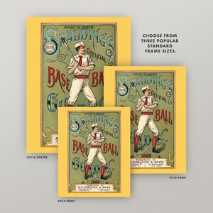Antique Baseball Poster • Vintage Spalding's Baseball Guide Print • 3 Sizes! 8X10 9X12 & 12X16 • Retro Baseball Wall Art image 3