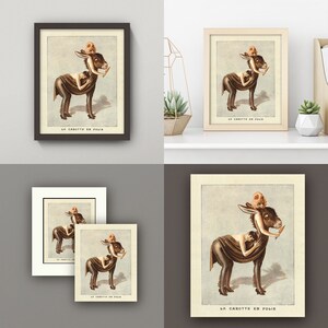 Two-women Donkey Costume Print • Vintage French Wall Art • 2 Sizes