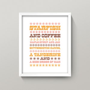 Kitchen Print • Starfish and Coffee Lyric • 2 Sizes! 8X10 & 11X14 • Typography Print or Poster for Kitchen • Funk Soul
