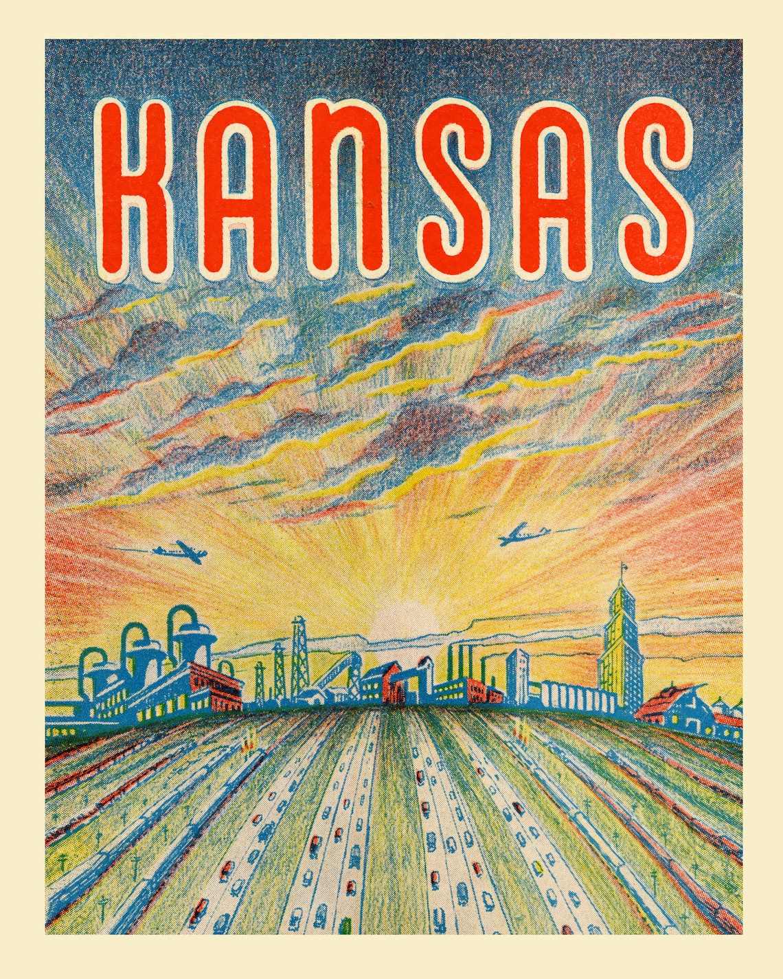 Vintage Kansas Print Kansas Poster Kansas Wall Art 4 Etsy